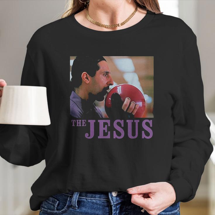 The Big Lebowski Jesus Licking The Bowling Ball Graphic Women Long Sleeve Tshirt