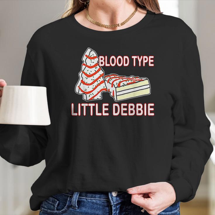 Blood Type Little Debbie Christmas Cake Women Long Sleeve Tshirt