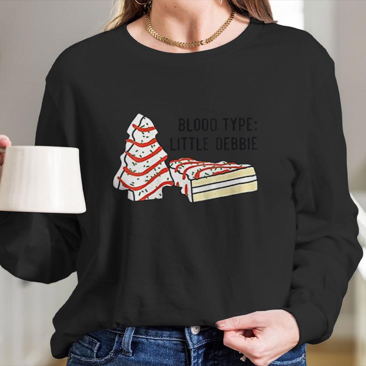 Womens Blood Type Little Debbie Inspired Tree Snack Cake Women Long Sleeve Tshirt