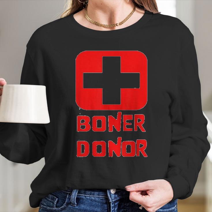 Boner Donor Doner Funny Halloween Inappropriate Mom Women Long Sleeve Tshirt