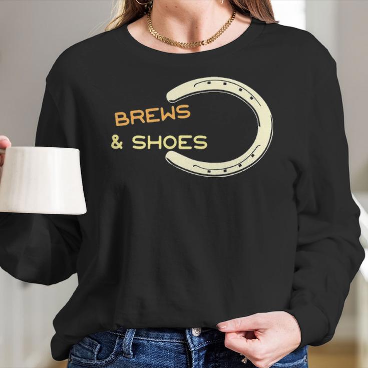 Brews And Shoes Horseshoe Ringer Pitching Bbq Women Long Sleeve Tshirt