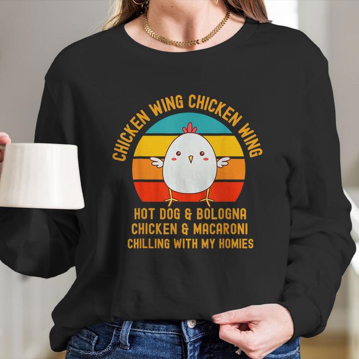 Chicken Wing Chicken Wing Song Lyric Hot Dog Bologna Retro Vintage Women Long Sleeve Tshirt