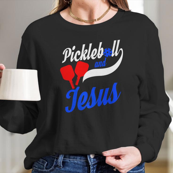 Christian Pickleball Jesus Funny Player Gift Dink Women Long Sleeve Tshirt