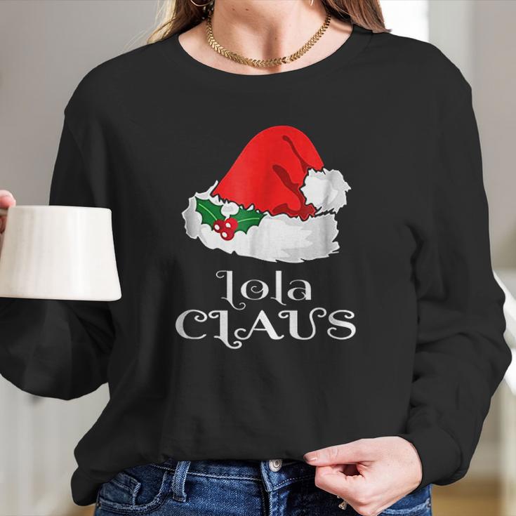 Christmas Lola Claus Matching Pinay Pajama Santa Hat Women Long Sleeve Tshirt