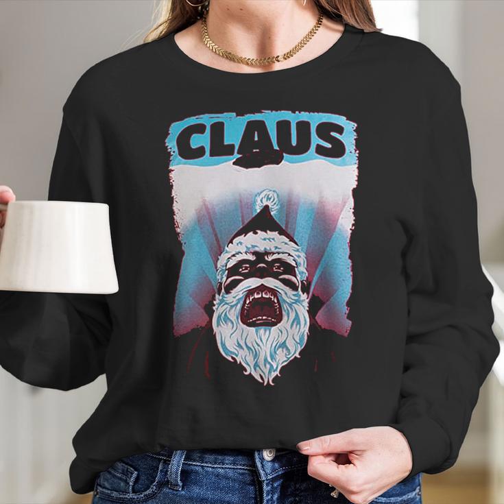 Claus | Funny Jaws Spoof Santa Christmas Joke Holiday Women Long Sleeve Tshirt