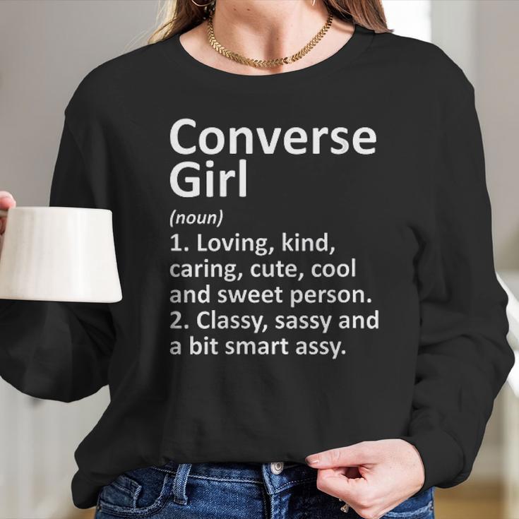 Womens Converse Girl Tx Texas Funny City Home Roots Gift Women Long Sleeve Tshirt