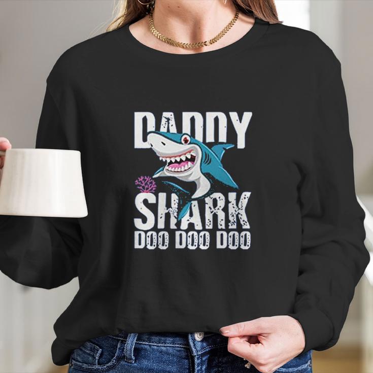 Daddy Shark Doo Best Christmas Gifts For Dad Women Long Sleeve Tshirt