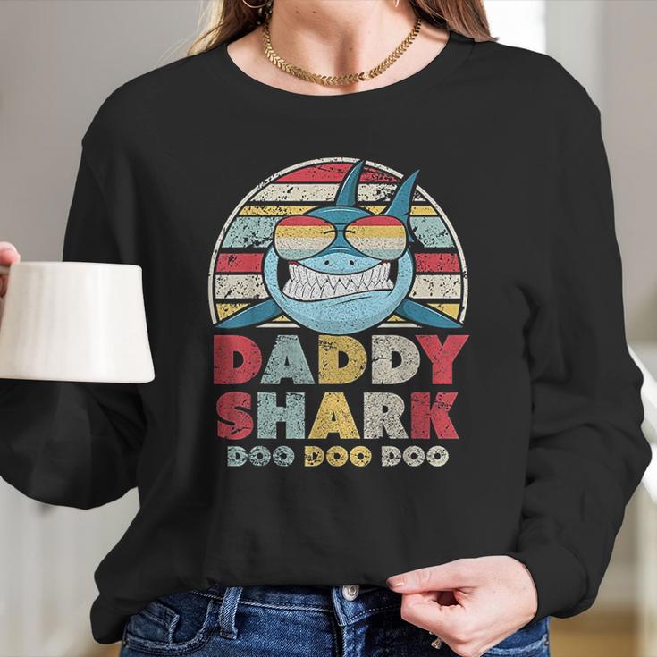 Daddy Shark Gift For Dad Best Christmas Gifts For Dad Women Long Sleeve Tshirt