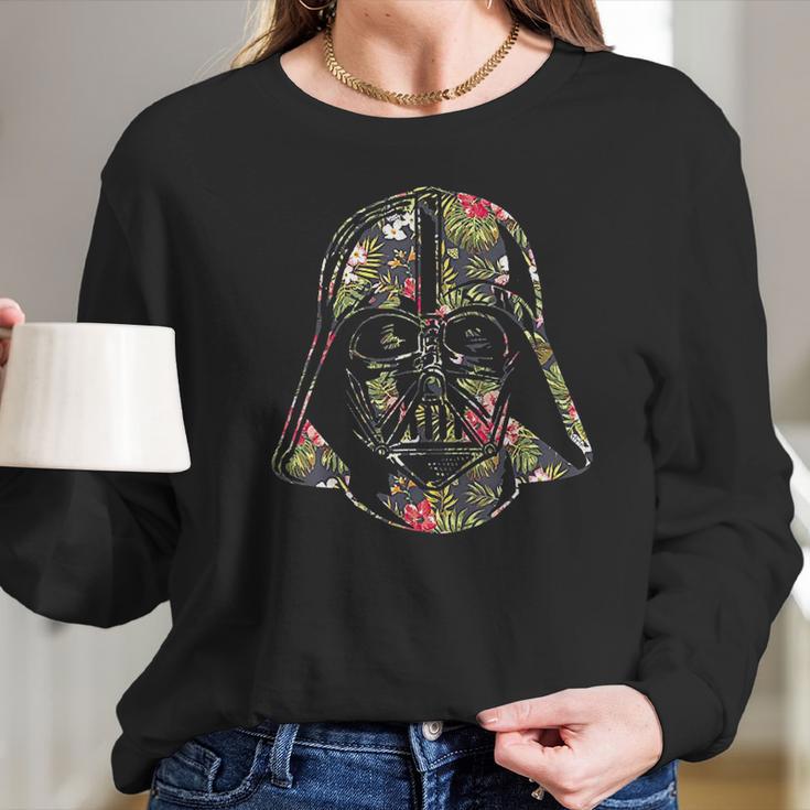 Darth Vader Floral Tropical Hawaiian Flower Bouquet Women Long Sleeve Tshirt