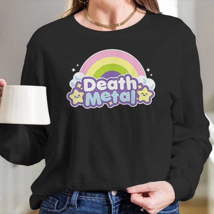 Death Metal Rainbow Yellow Star Unicorn Rock Concert Women Long Sleeve Tshirt