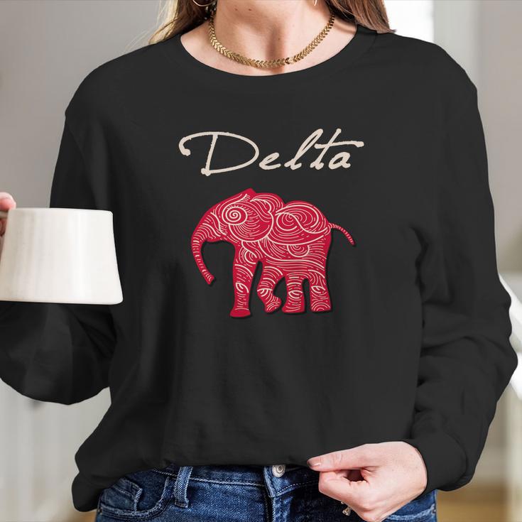 Womens Delta Elephant Crimson Designs Women Long Sleeve Tshirt