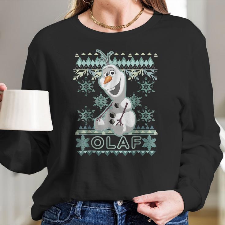 Disney Frozen Olaf Ugly Christmas Sweater Graphic T-Shirt Women Long Sleeve Tshirt