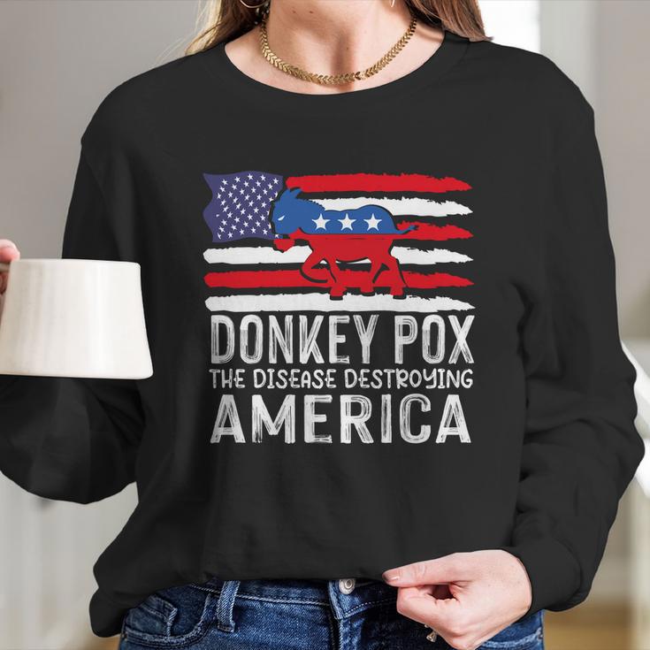 Donkey Pox Funny Anti Democrat Women Long Sleeve Tshirt