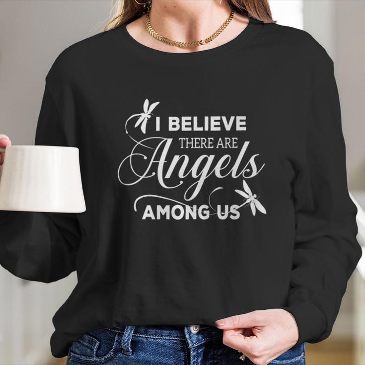 Dragonfly I Believe There Are Angels Among Us Women Long Sleeve Tshirt