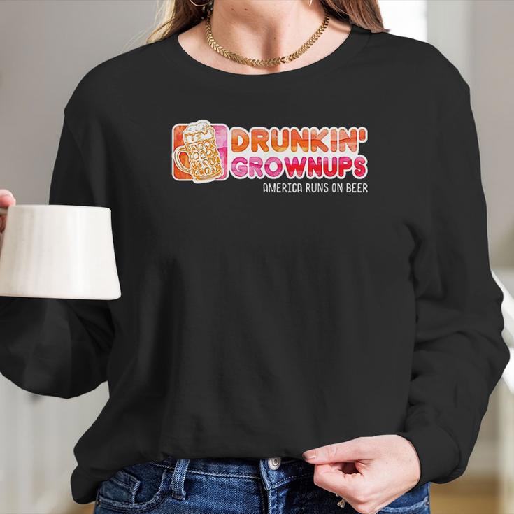 Drunkin Grownups American Women Long Sleeve Tshirt