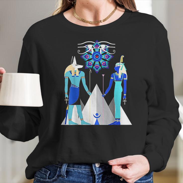 Egyptian God Anubis And Goddess Women Long Sleeve Tshirt