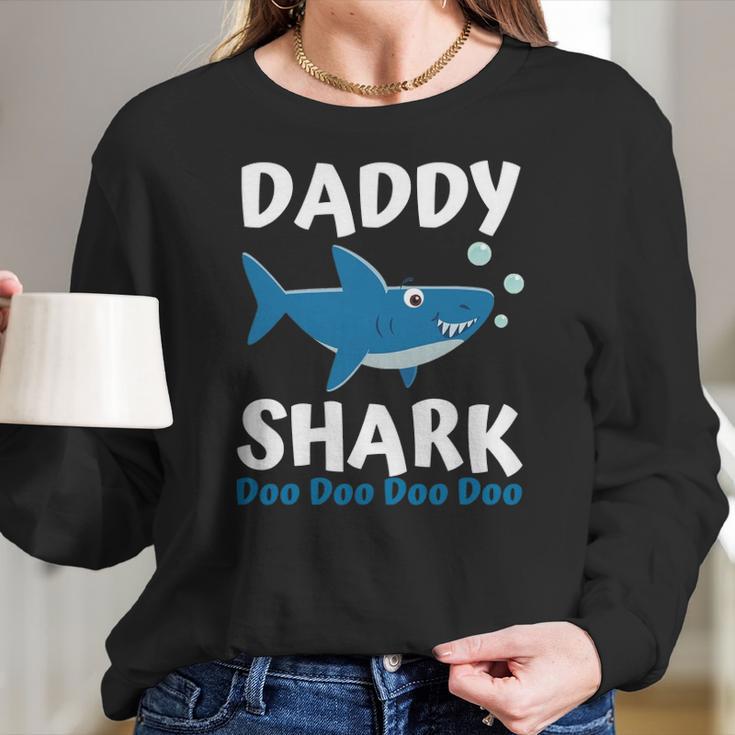 Fathers Day Gift From Wife Son Daughter Daddy Shark Doo Doo Women Long Sleeve Tshirt