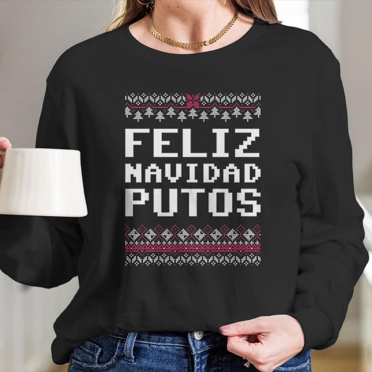 Feliz Navidad Mexican Ugly Christmas Women Long Sleeve Tshirt