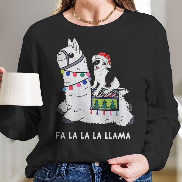 Fla La La Llama Pitbull Is Riding Llama FunnySh Women Long Sleeve Tshirt