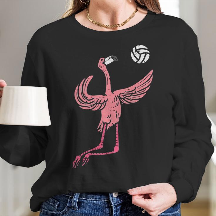 Flamingo Volleyball Spike Serve Player Spiker Women Men Women Long Sleeve Tshirt