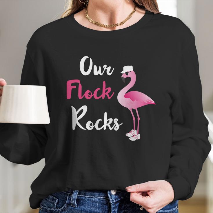 Our Flock Rocks Adorable Flamingo Cruise Christmas Vacation Gift Women Long Sleeve Tshirt