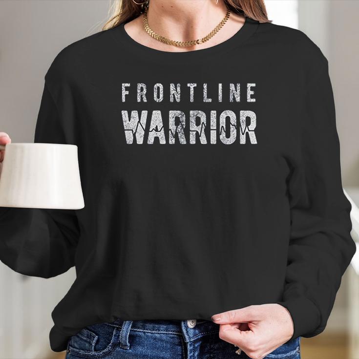 Frontline Warrior Funny Nurse Doctor Social Distancing Women Long Sleeve Tshirt