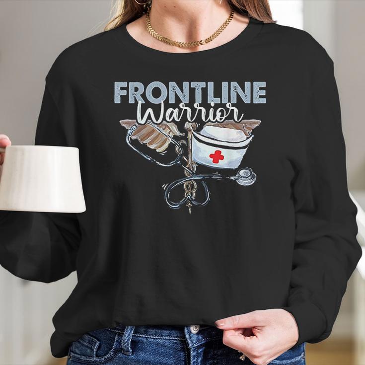 Frontline Warrior Nurse Proud Cna Healthcare Worker Gift Women Long Sleeve Tshirt