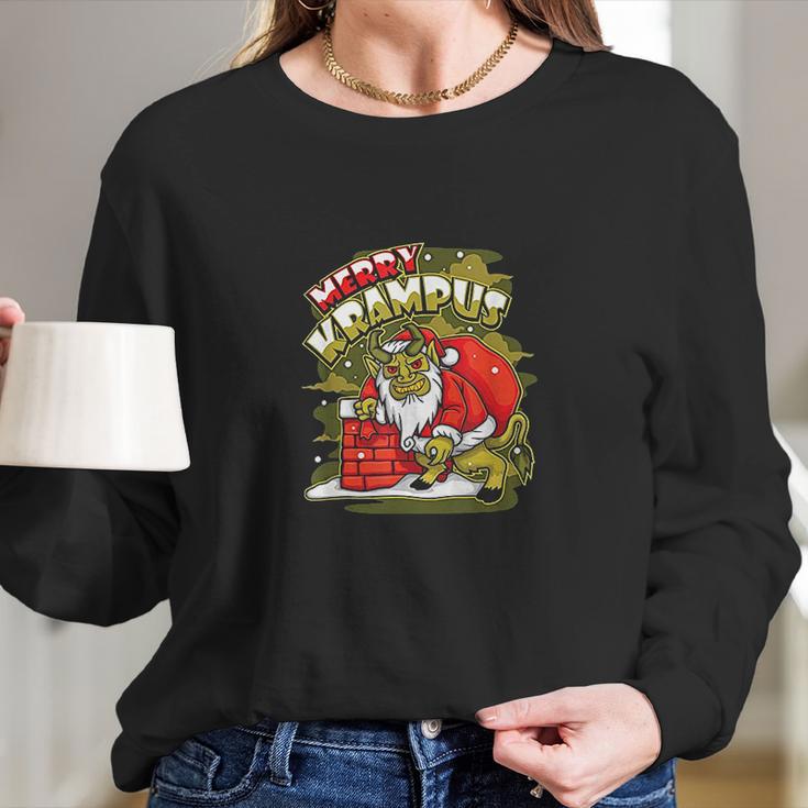 Funny Gift Christmas Merry Krampus Xmas Joke Kids Women Women Long Sleeve Tshirt