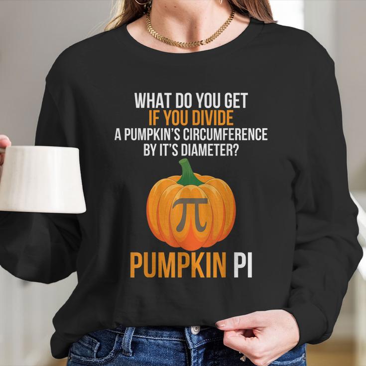 Funny Halloween Costume Math Teacher Pumpkin Pi Men Adult Women Long Sleeve Tshirt