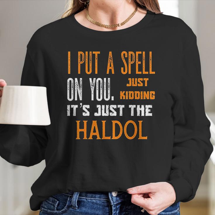 Funny Halloween Nurse Rn Medical Haldol Spell Medical Er Icu Women Long Sleeve Tshirt