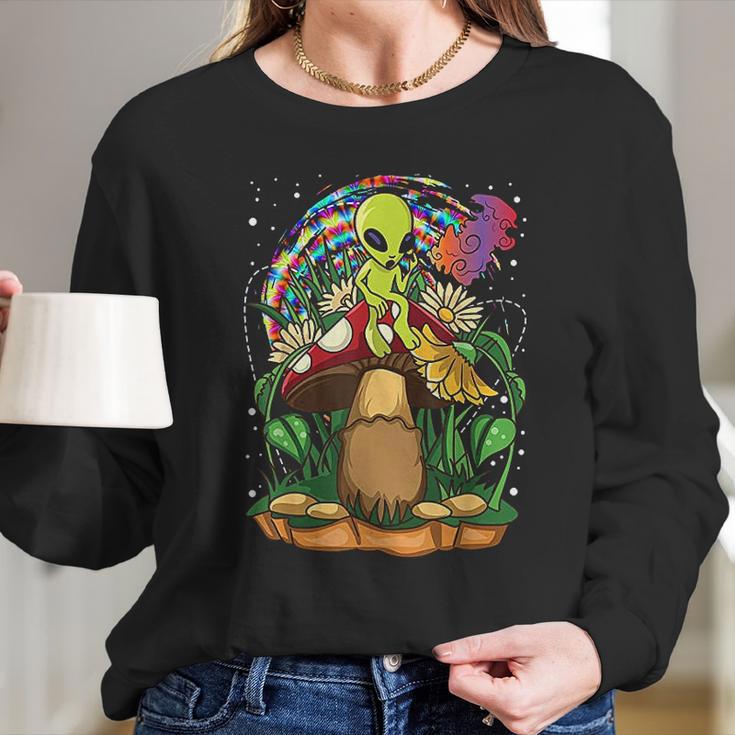 Funny Magic Mushroom Alien Trippy Shroom Lsd Gift Acid Trip Women Long Sleeve Tshirt