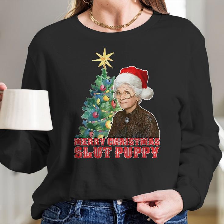 Golden Girls Sophia Petrillo Merry Christmas Slut Puppy Xmas Shirt Women Long Sleeve Tshirt