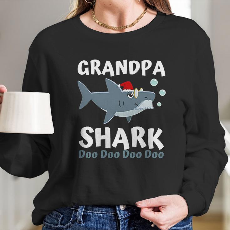 Grandpa Shark Christmas Mommy Shark Daddy Shark Baby Women Long Sleeve Tshirt