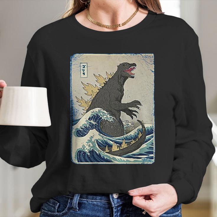 The Great Godzilla Off Kanagawa Funny Women Long Sleeve Tshirt