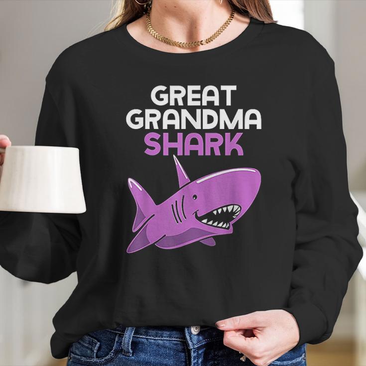 Great Grandma Shark Funny Family Gift Women Long Sleeve Tshirt