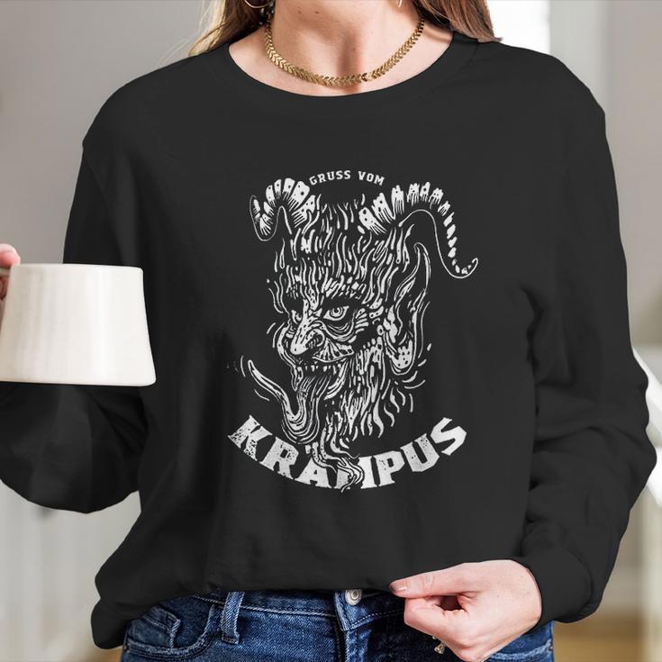 Gruss Vom Krampus Greetings From Ugly Christmas Demon Devil Women Long Sleeve Tshirt