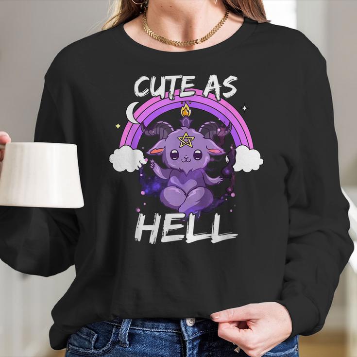 Halloween Baphomet Satan As Hell Pastel Goth Raglan Men Women T-Shirt Graphic Print Casual Unisex Tee Women Long Sleeve Tshirt