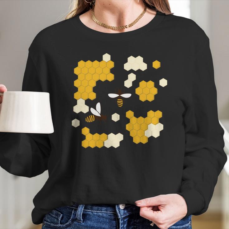 Honey Bee Honeycomb Women Long Sleeve Tshirt