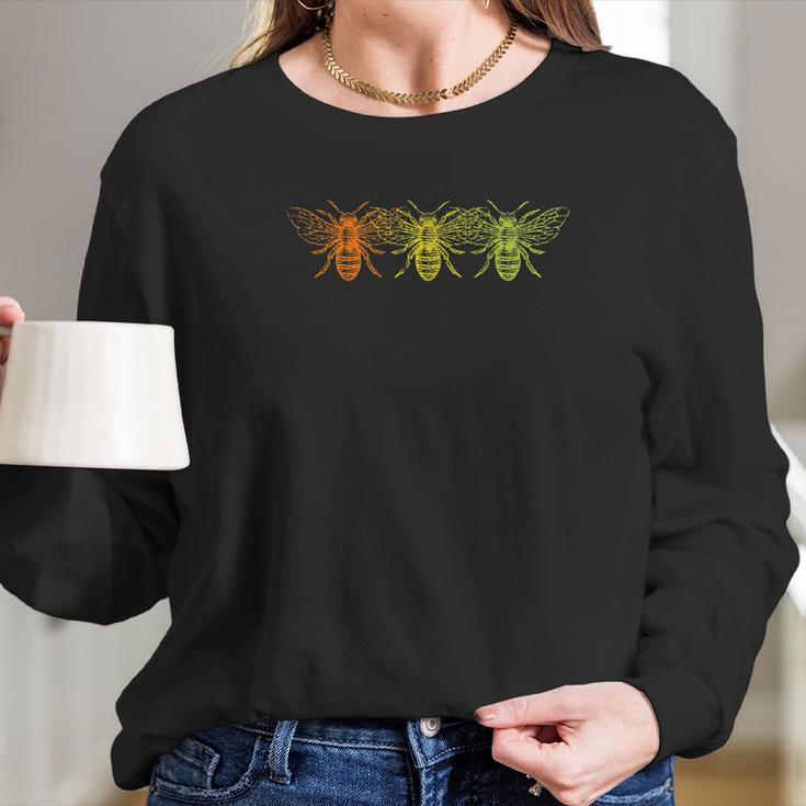 Honey Bee Rainbow For The Modern Naturalist Women Long Sleeve Tshirt