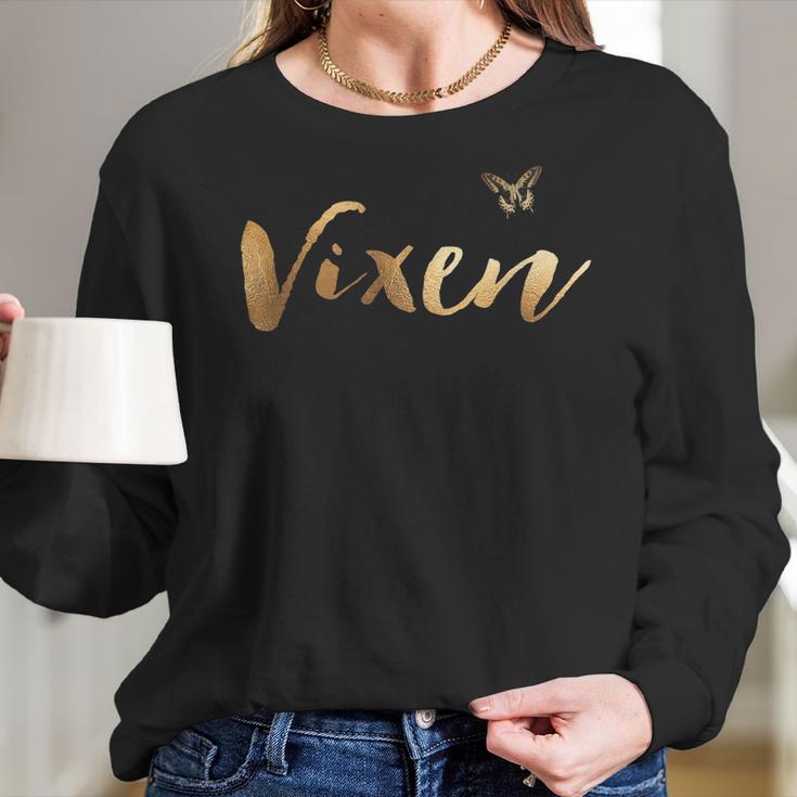 Womens Hotwife Vixen And Butterfly In Gold Women Long Sleeve Tshirt