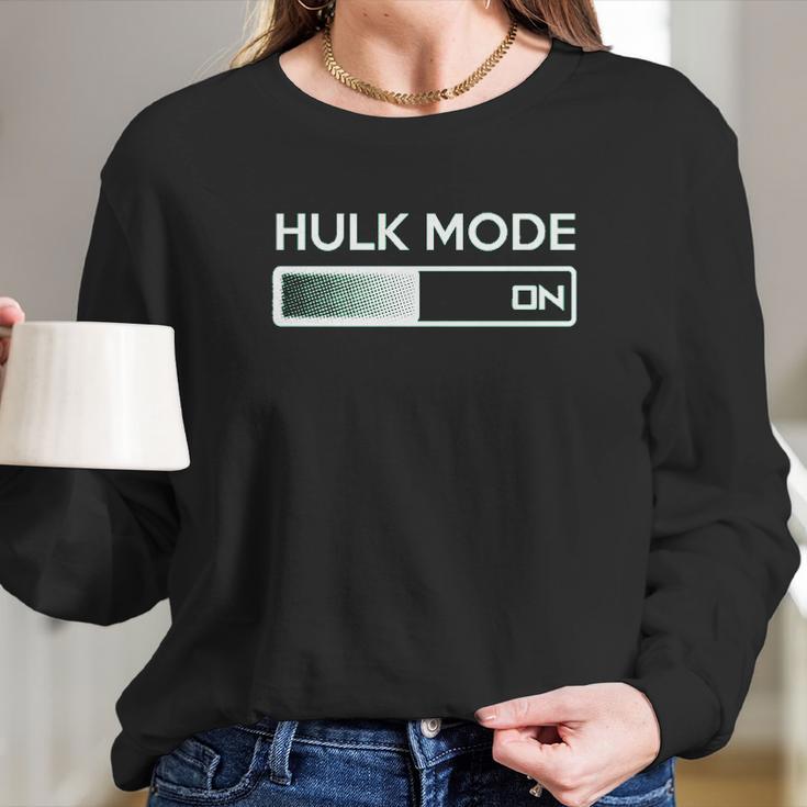 Hulk Mode On Funny Graphic Gym Workout Top Sarcastic Saying Adult Humor Women Long Sleeve Tshirt