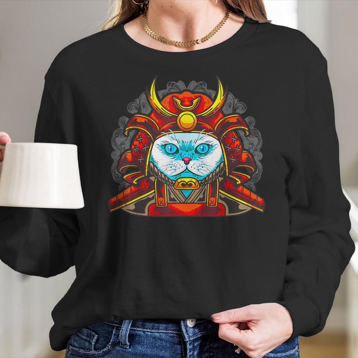 Japanese Persian Samurai Cat I Yoroi For Cat Lovers Cat Mom Women Long Sleeve Tshirt