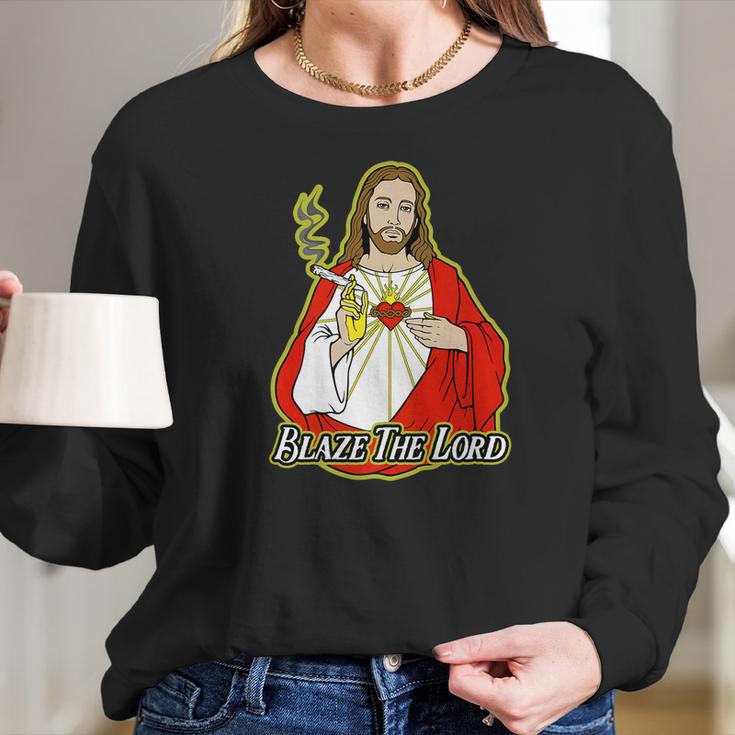 Jesus Blaze The Lord Marijuana Women Long Sleeve Tshirt