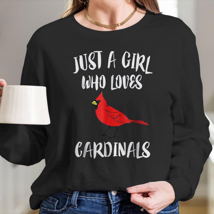 Just A Girl Who Loves Cardinals Bird Birding Gift Women Long Sleeve Tshirt