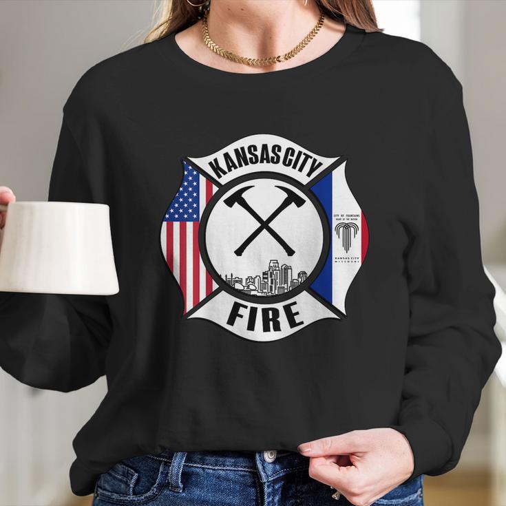 Kansas City Missouri Fire Rescue Department Firefighters Women Long Sleeve Tshirt