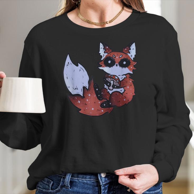 Kawaii Pastel Goth Art Cute Creepy Red Fox Fennec Grey Fox Men Women T-Shirt Graphic Print Casual Unisex Tee Women Long Sleeve Tshirt