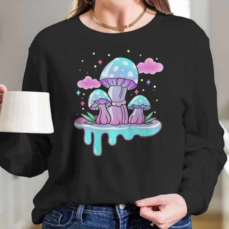 Kawaii Pastel Goth Mushrooms Women Long Sleeve Tshirt