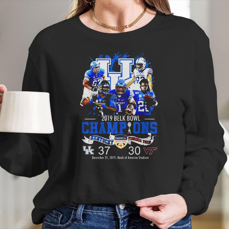 Kentucky 2019 Belk Bowl Champions Kentucky Vs Virginia Tech Shirt Women Long Sleeve Tshirt