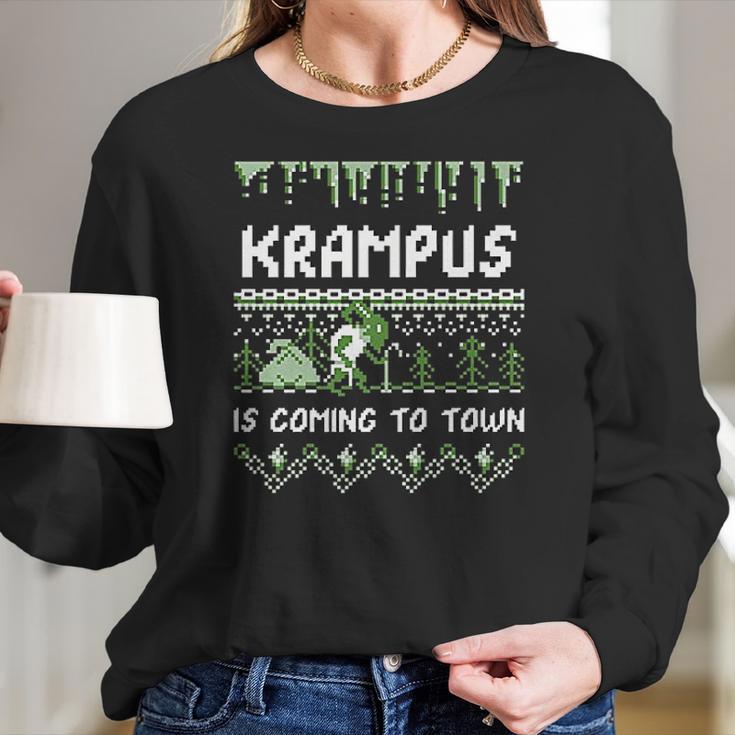 Krampus Is Coming To Town Funny Krampus Christmas Women Long Sleeve Tshirt