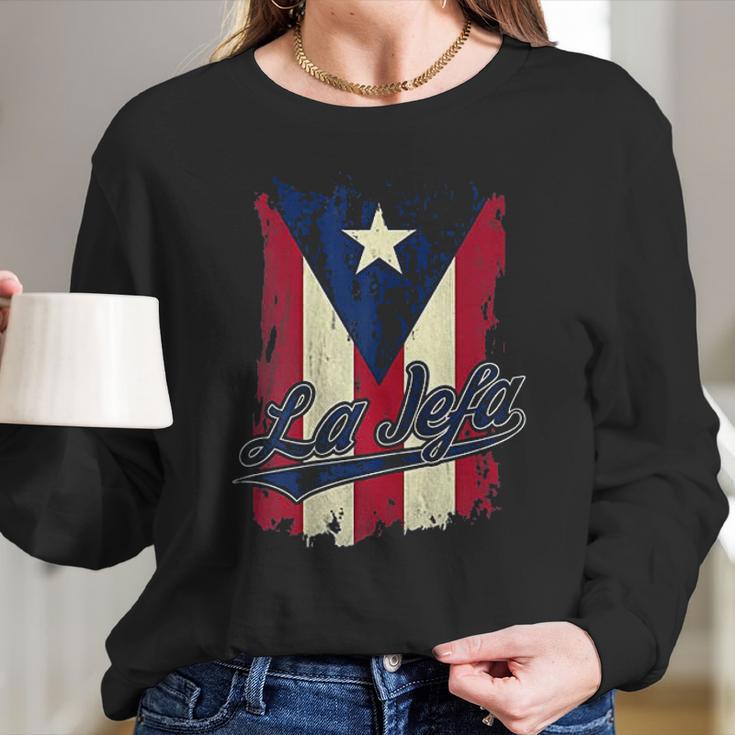 La Jefa Puerto Rico Flag For Puerto Rican Women Camisa Women Long Sleeve Tshirt